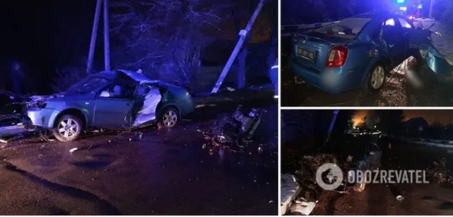 Під Києвом 16-річний підліток скоїв ДТП, частини авто розкидало по дорозі. Фото