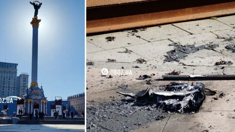У центрі Києві уламки дрона впали біля Монументу Незалежності. Усі подробиці