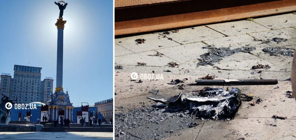 У центрі Києві уламки дрона впали біля Монументу Незалежності. Усі подробиці
